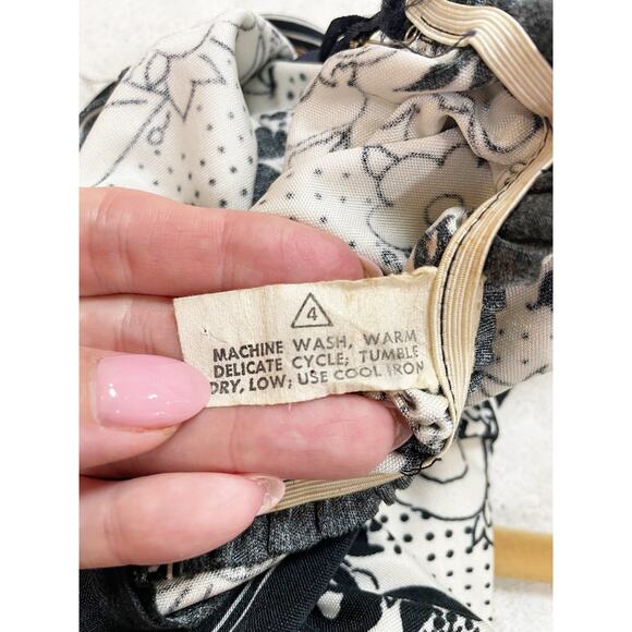 Parade Black and White Halter Floral Vintage Dress Open Back Sz 4 - Picture 12 of 13